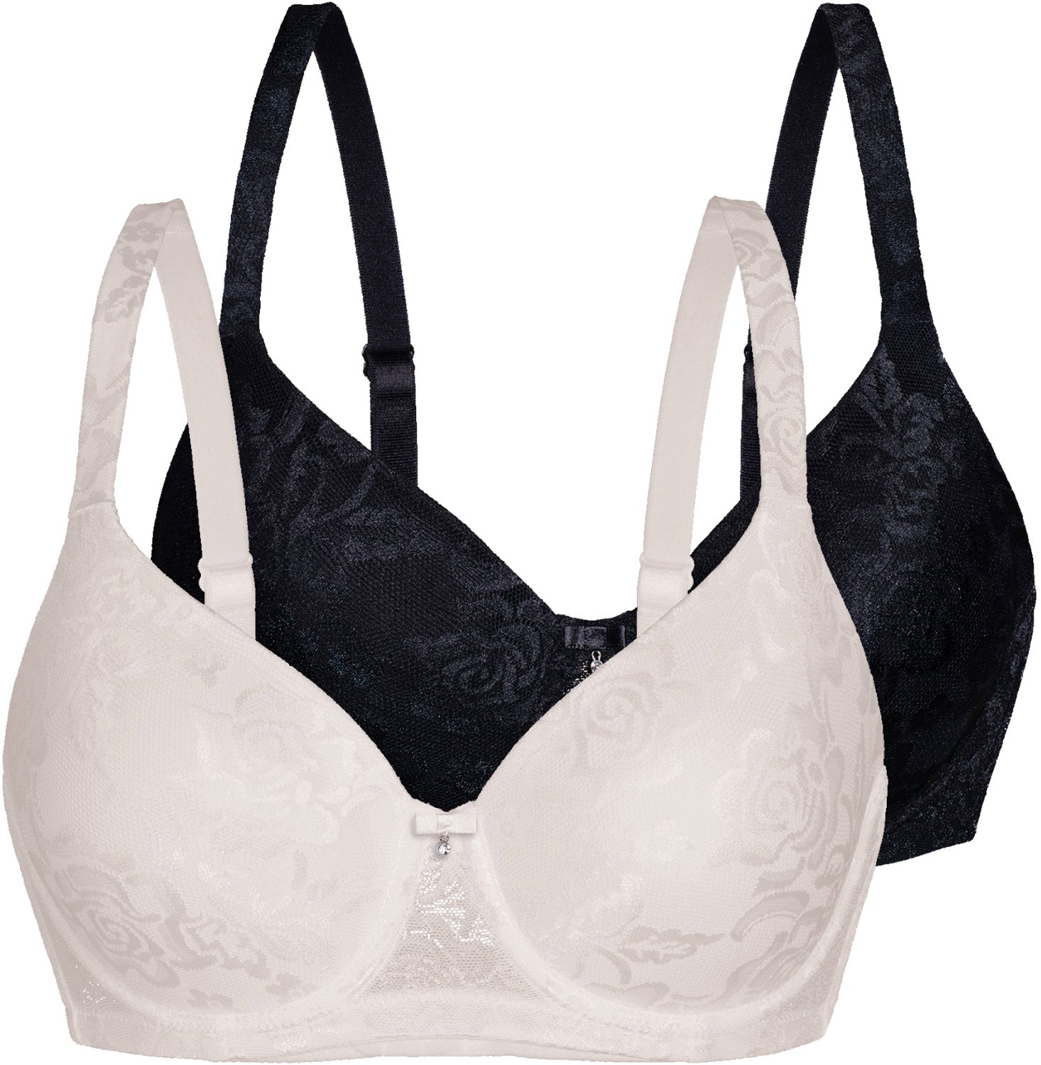 Sassa Voordeelpak van 2 voorgevormde bh's Allover Lace-jacquard ivory-black
