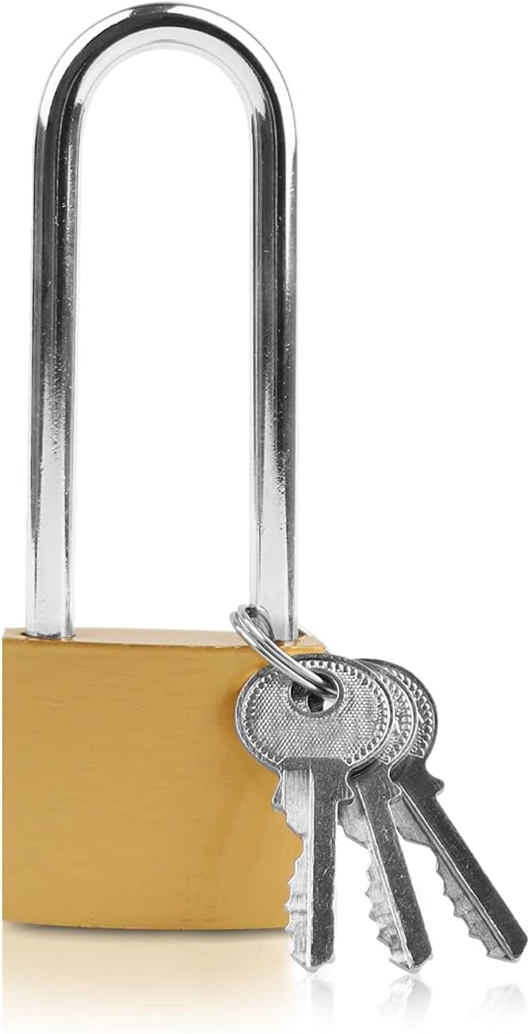 Hangslot 38 mm met Lange Beugel, Roestvrij, Inclusief 3 Sleutels