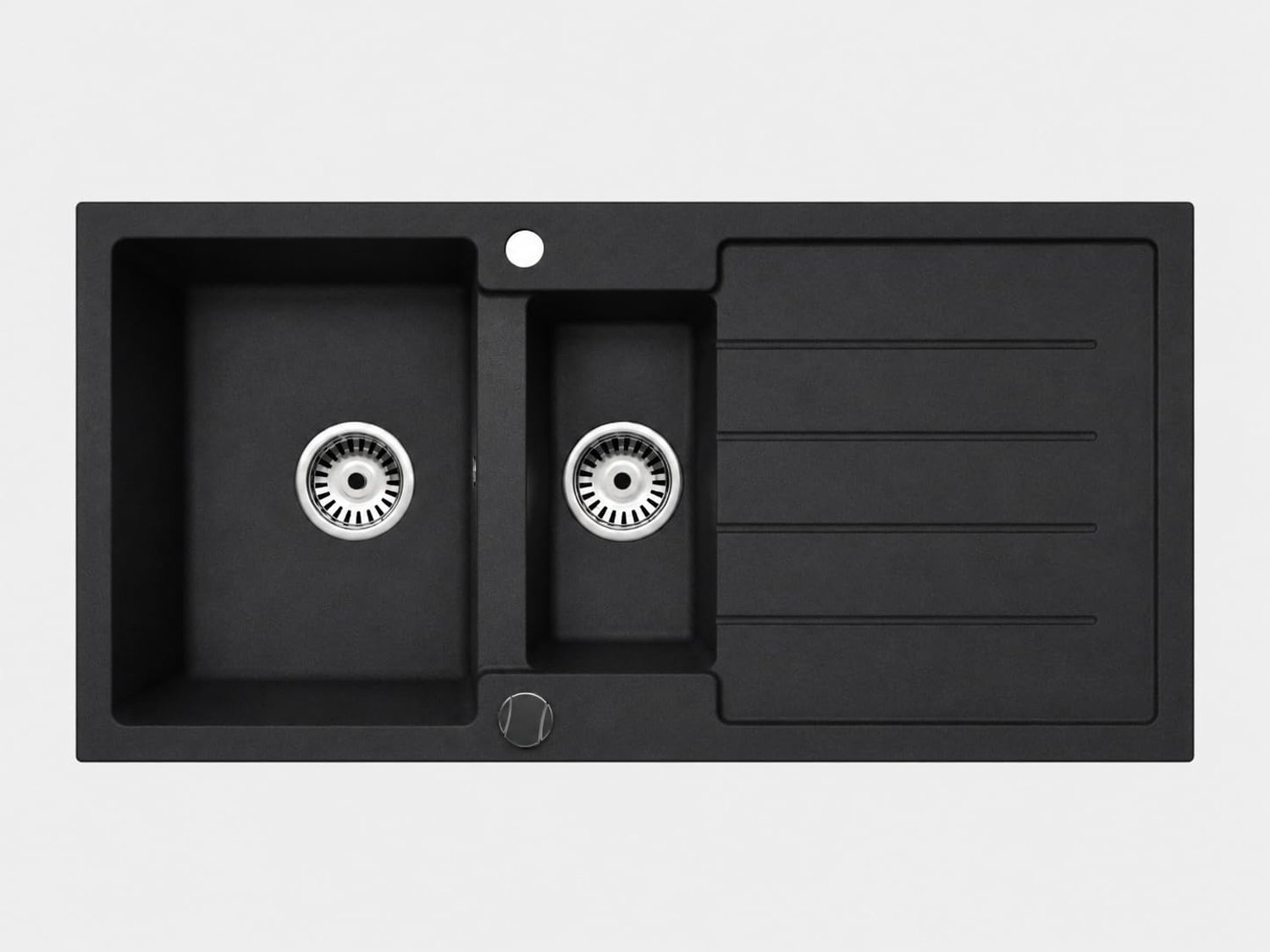 Faizee Home Granieten Spoelbak – Kwartscomposiet Keuken Spoelbak – Verschillende Modellen en Kleuren Napoli Mattschwarz