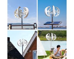 Windturbine – Verticale Windmolen – Windgenerator – Aerogenerator – Windenergie Generator – 1000W Vermogen – 12V/24V Dual Blade Systeem met 5 Bladen en Geïntegreerde LED Lamp