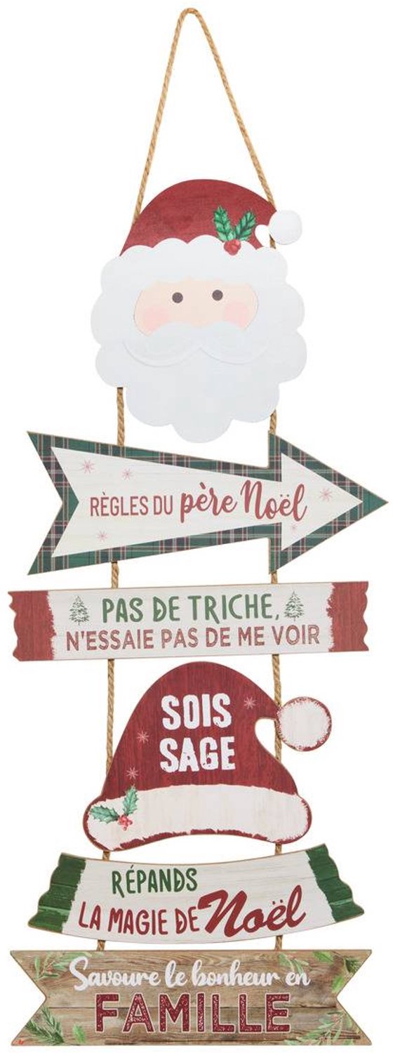 Panneau décoratif Père Noël en bois 30 x 87 cm