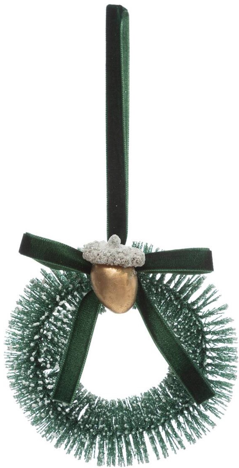 Feeric lights & Christmas Kerstkrans van groen plastic met eikels, 10 cm Vert
