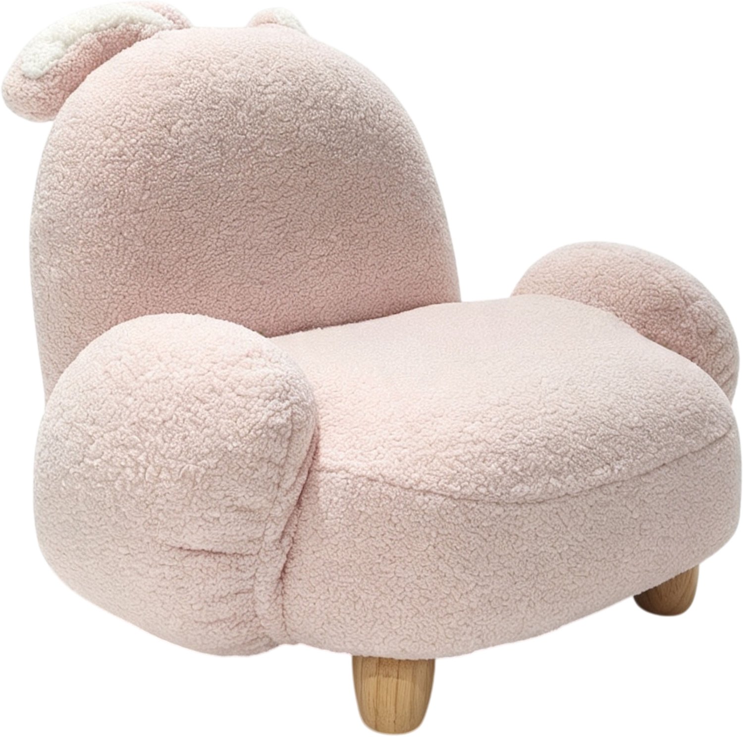Sunny Lilo Kinderfauteuil Teddy Roze – 51 x 66 x 47 cm – Kinderstoel met Oortjes vanaf 3 jaar – Gestoffeerde Fauteuil voor Kinderkamer en Speelkamer – Houten Frame – Max. 100 kg – Peuterstoeltje voor Binnen