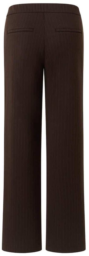 Donkerbruine Angels pantalon met krijtstreep, hoge taille en twee achterzakken.