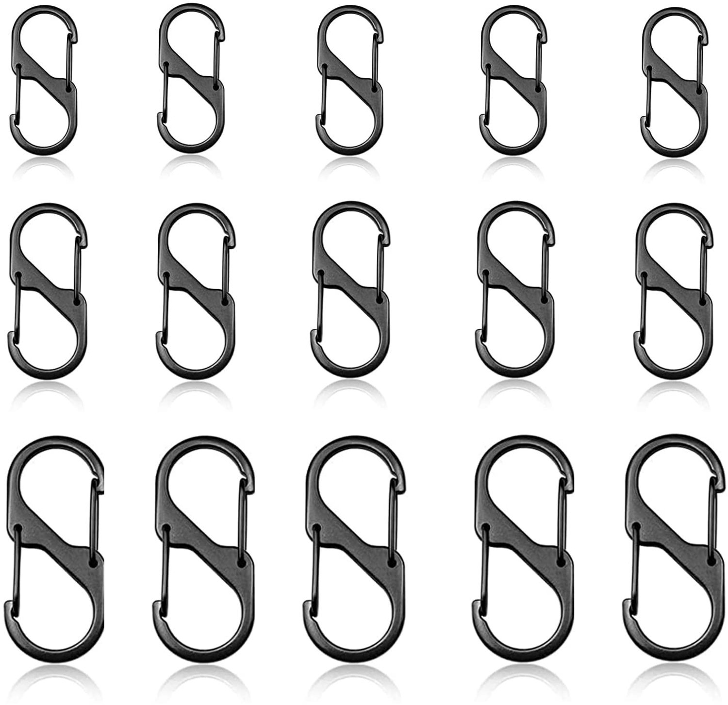 Set van 15 S-vormige Carabiners voor Sleutels en Accessoires