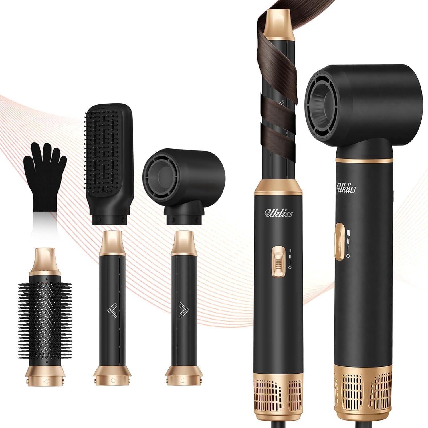 Haarstyler 5-in-1 Airstyler - Blackgoud - 1000 Watt - Multifunctionele Haarstylingapparaat - Voor Dames