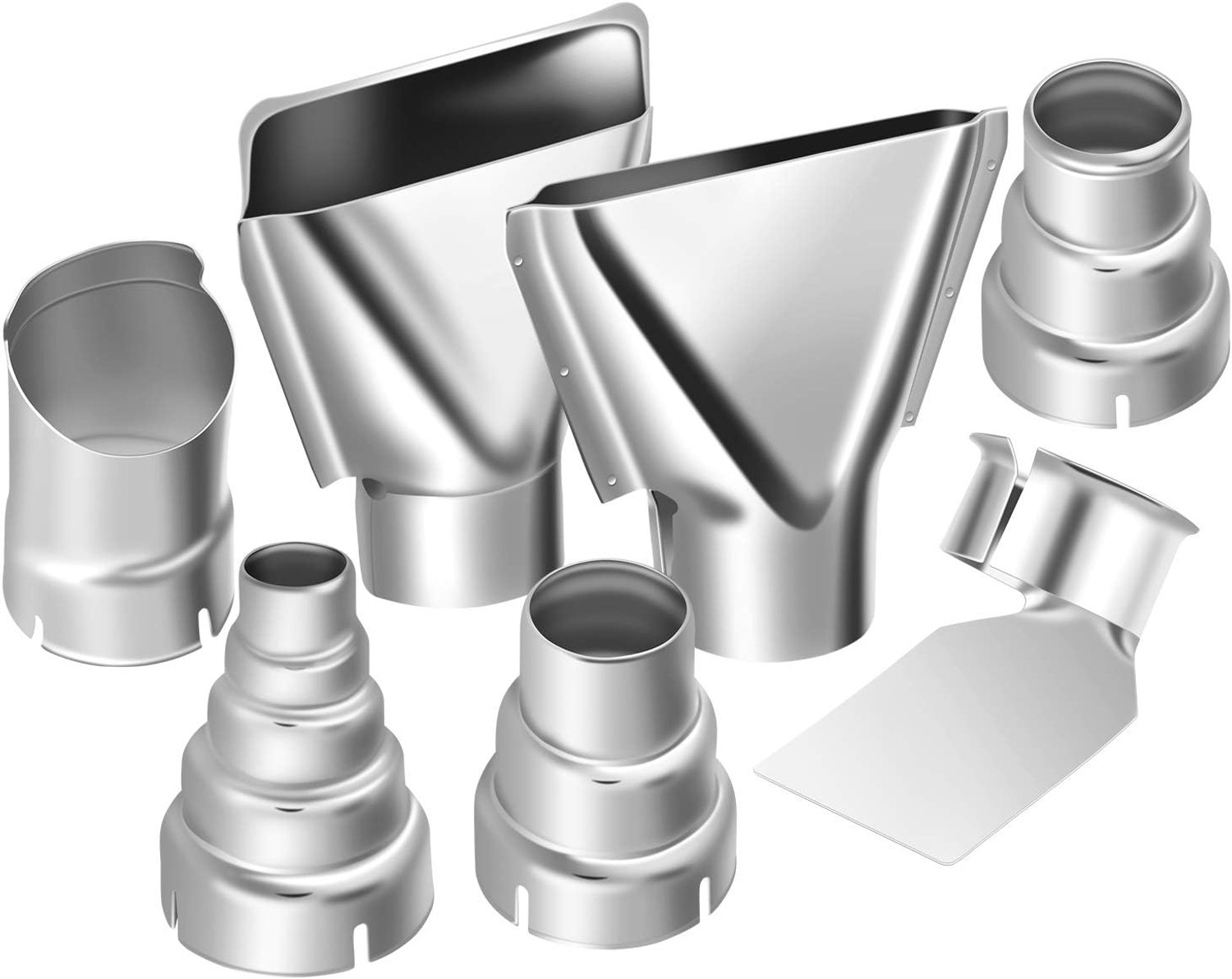Heteluchtpistool mondstuk 35mm - 7-delige RVS set - Voor reparatie en gericht verwarmen - Vemera