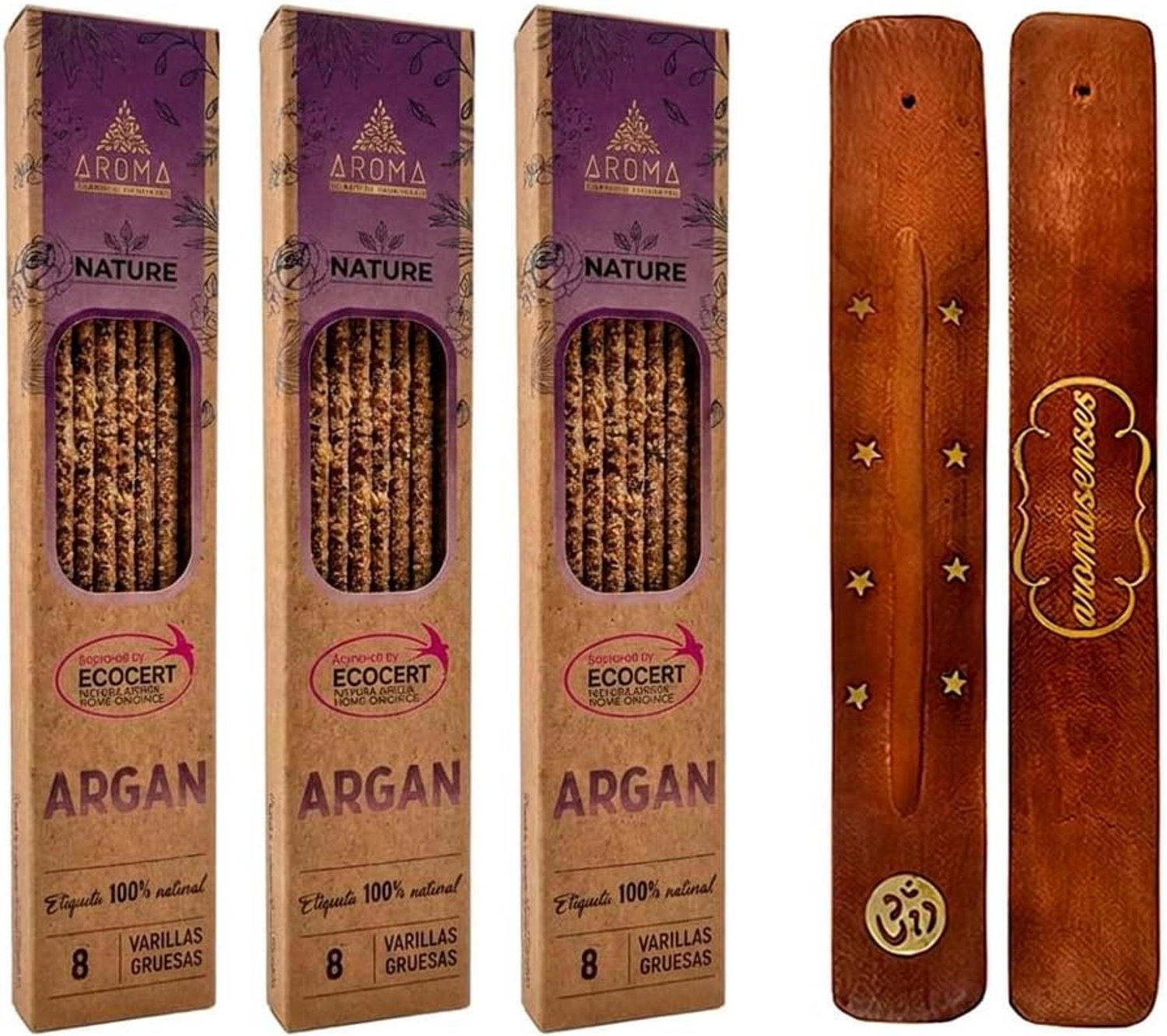 Wierook 20 g - Natuurlijk Argan - Handgemaakt - Ontspanning Yoga + Wierookhouder - m-winkel