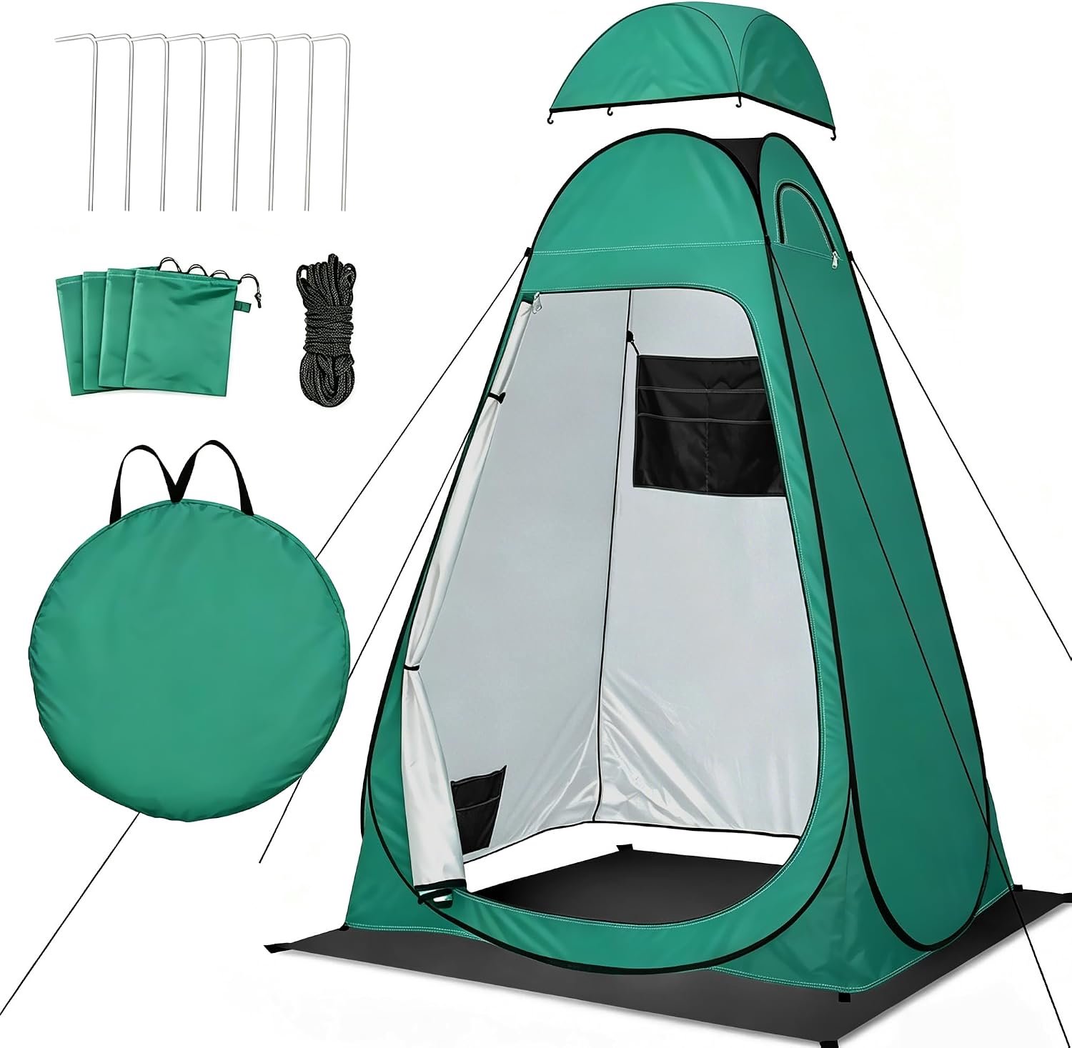 Douchecabine campingtoilet met regenbescherming en ramen, UV50+ draagbaar omkleedcabine, privacy toilet, omkleedcabine, afscherming voor buiten, wandelen, strand