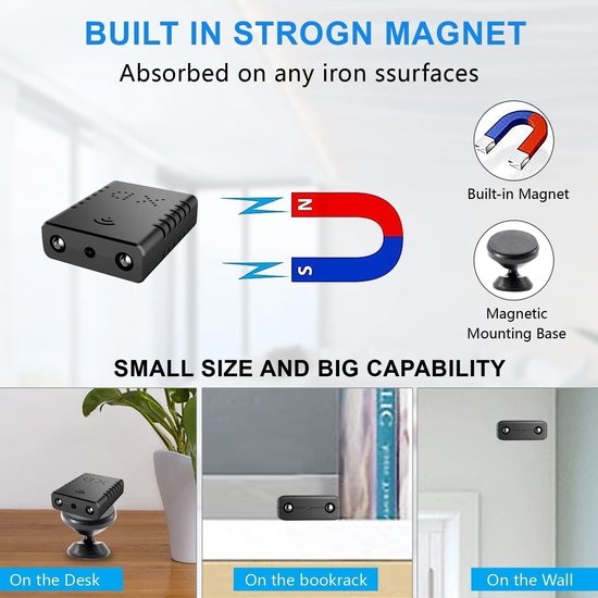 Mini Camera - Ultra Dunne Kleine Camera - Mini Bewakingscamera 1080P Full HD - 32G - Compacte Beveiligingscamera Met Nachtzicht & Bewegingsdetectie - Draadloze Mini Camera Met App Besturing - Zwart — afbeelding 5