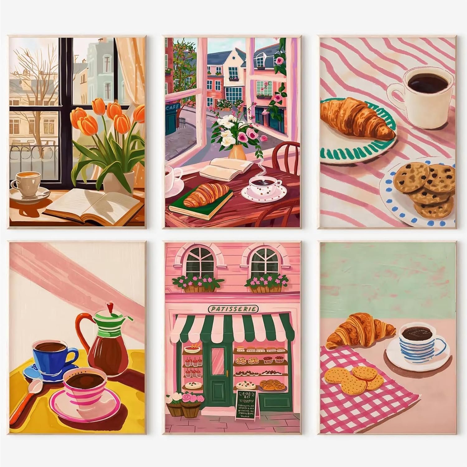Schilderen op nummer 20 x 20 cm - olieverfschilderijset - voor volwassenen en kinderen - eenvoudig en tijdbesparend - 6 stuks - m-winkel