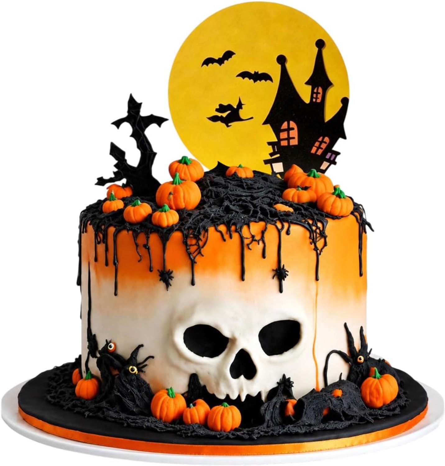 Taartdecoratie, gotische taartdecoratie, cupcake toppers, horror taartdecoratie, zwarte gotische decoratie, doodshoofd taartdecoratie