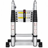 Mexxo Telescopische Vouwladder 2,5 x 2,5 meter - 5,5m hoogte - incl. stabilisatiebalk - Telescoopladder aluminium