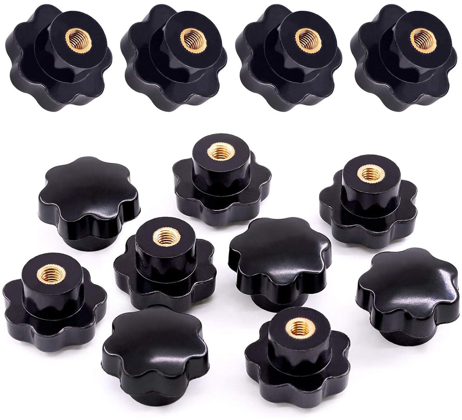 Sterknoppen set M8 - 15-delige zwarte kunststof klemknop grip - ideaal voor mechanisch gereedschap - m-winkel