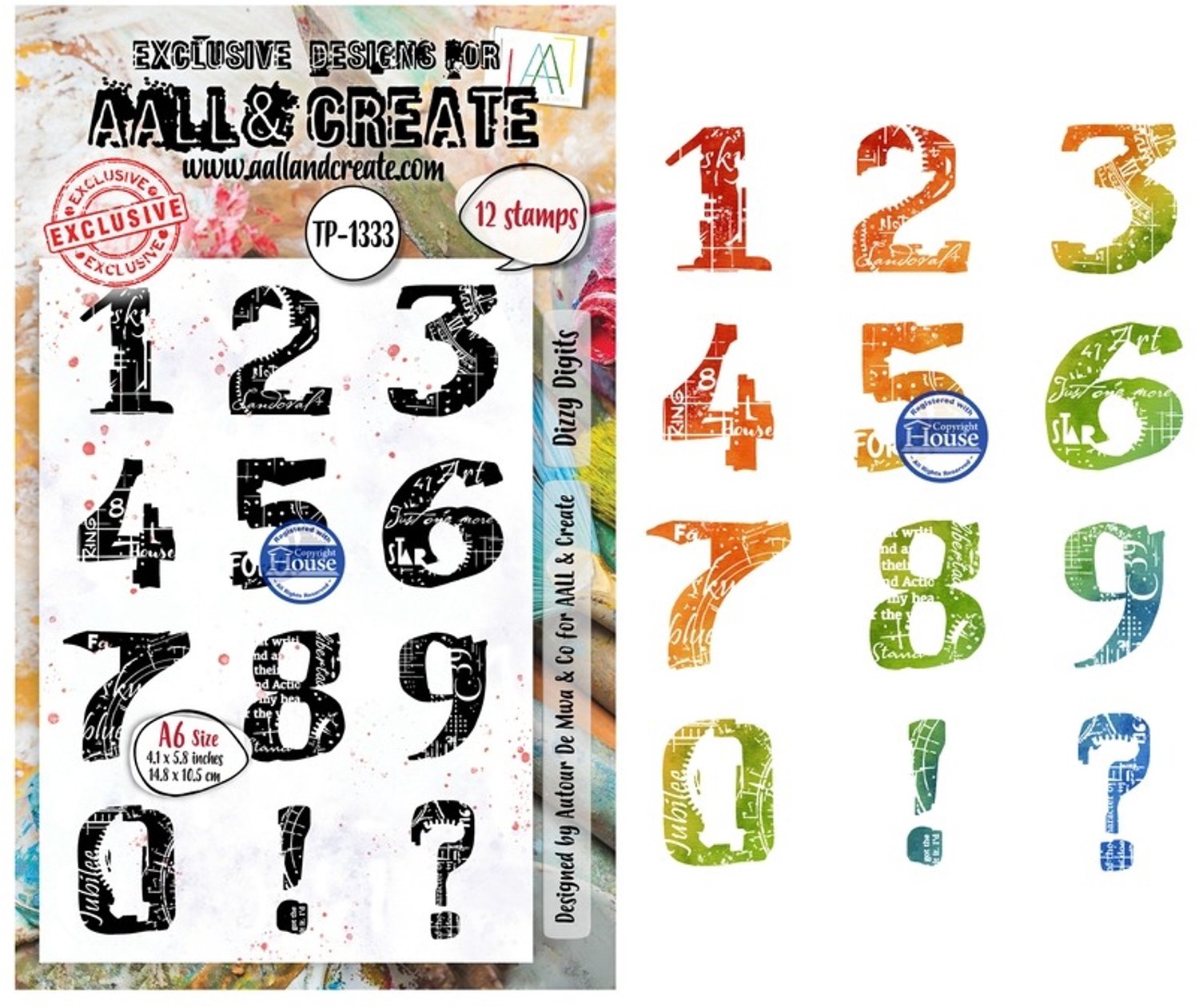 Aall & Create clearstamp A6 - Dizzy digits