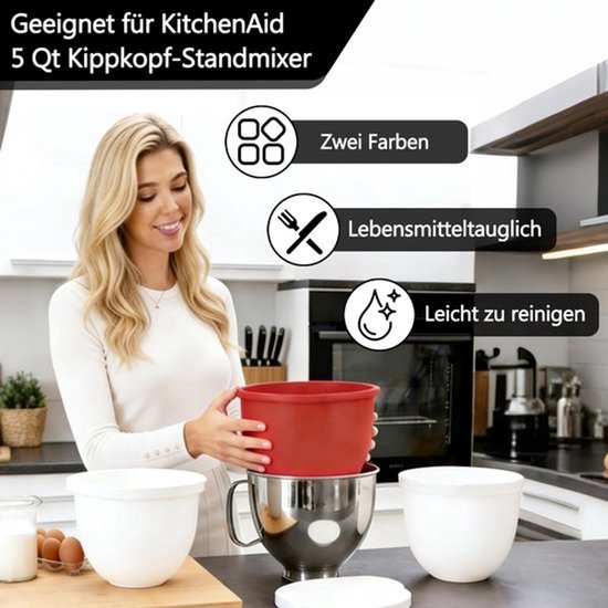Kommenset voor keukenmachine - 2 stuks, wit & rood — afbeelding 4