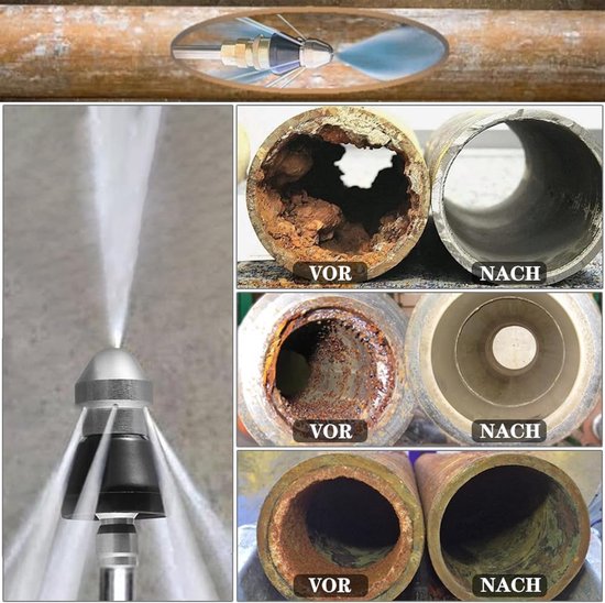 Hogedrukreiniger, mondstuk, 1/4 inch + 3/8 inch buitendraad, afvoermondstuk roestvrij staal, kanaalzuigmond, 5000 psi, snelverbinder, kanaalreinigingssproeier, buisreinigingssproeier, — afbeelding 3