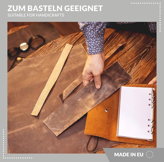 Vintage retro koeienhuid | Trek-effect, ingevet leer, dik leer, antiek uitziend leer | Leerbewerking, om te knutselen, stofferen, decoratie | leerstukken, verschillende maten Formaat A1 tot A5, Bruin — afbeelding 3