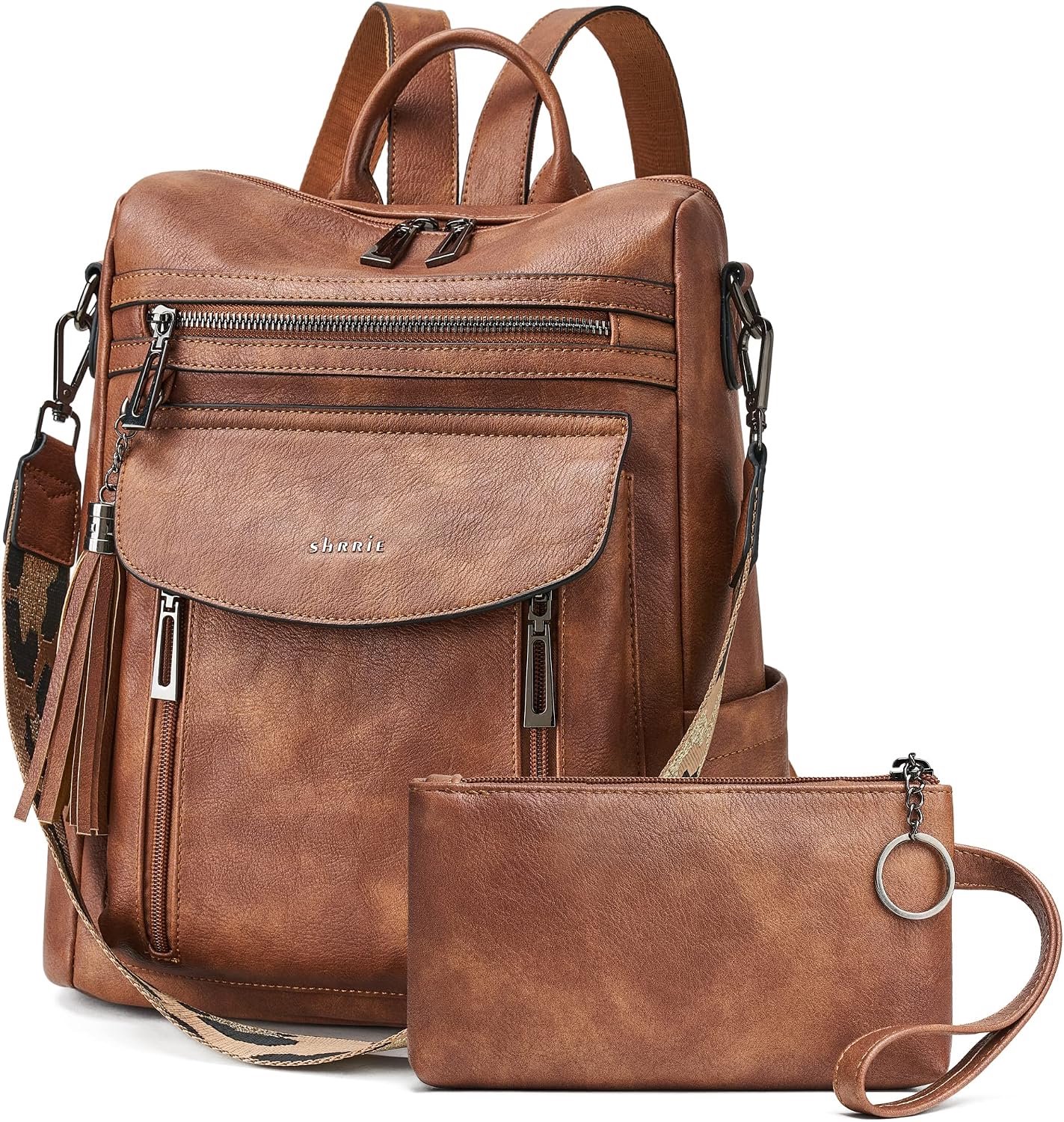 Shrrie Rugzak Portemonnee voor Vrouwen Mode Lederen Rugzak Portemonnee Designer Reizen Rugzak Convertible Schoudertas