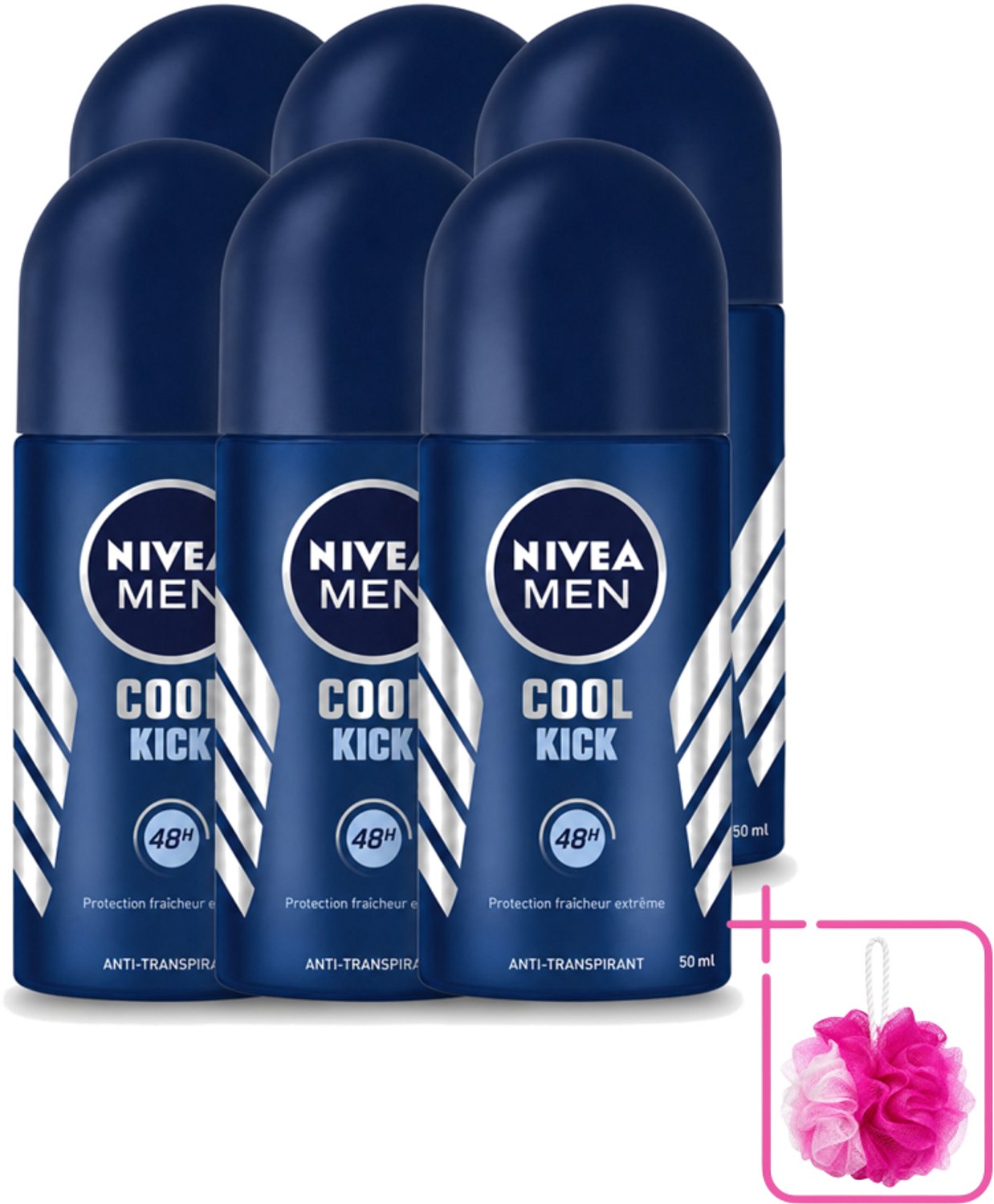 6 x Nivea - Cool Kick - Mannen Rollerdeodorant - 48 Uur Lang Werkend - 50 ml - Bulkverpakking - Anti-transpirant - Frisheid