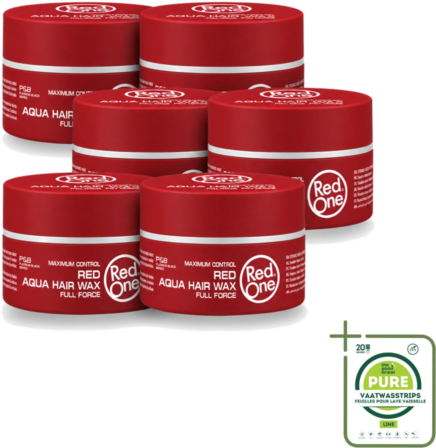 6 x Red One - Haarwax - Red - Aqua Hair Wax - Voor Stevige Styling & Glanzend Resultaat - 150 ml - Grootverpakking - Haarwax - Strak Haar - Glanzend Haar - Stijl - Haarstylen