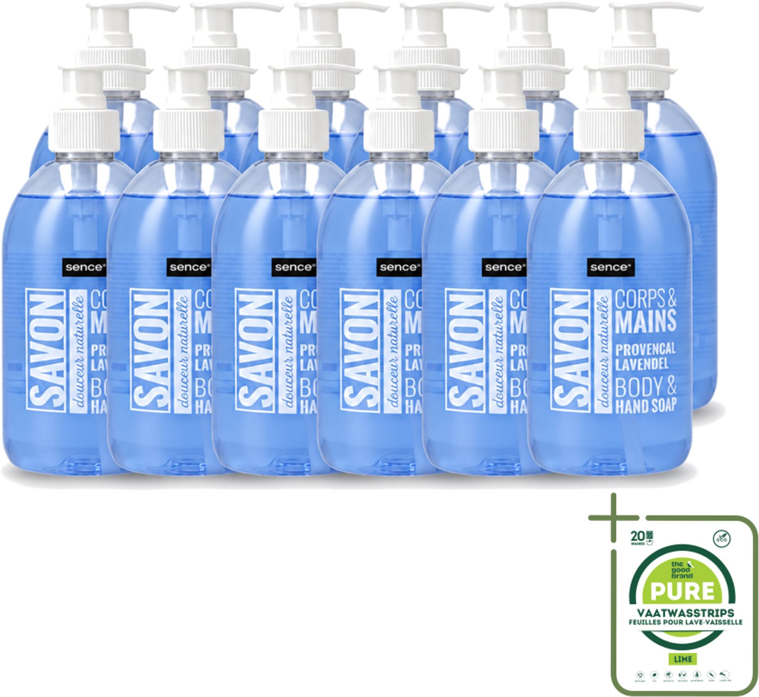 12 x Sence - Provencal Lavendel - Handzeep - Savon - 500 ml - Grootverpakking - Vaatwasstrips - Handzeep - Lavendel - Handen Reinigen - Zachte Handen - Kalmerende Geur
