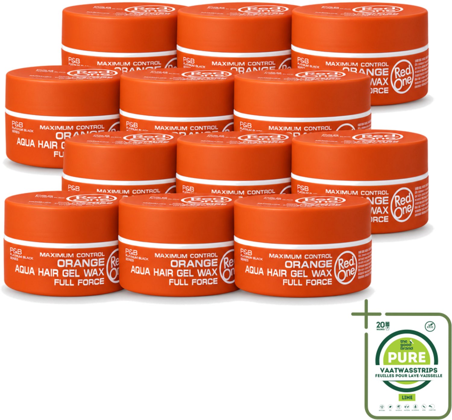 12 x Red One - Haarwax - Aqua Orange - Verfrissende Styling - Voor Sterke Hold & Glanzende Finish - 150 ml - Grootverpakking - Haarwax - Aqua Orange - Styling - Frisse Look - Sterke Hold