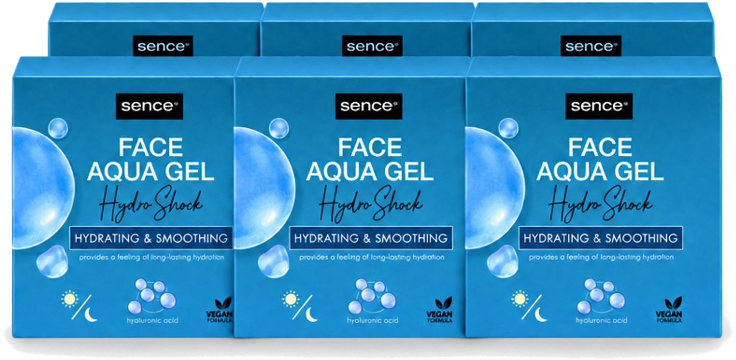 6 x Sence – Dagcrème – Aqua Gel Hydro Shock 2-in-1 – 50 ml - Voordeelverpakking - 6 stuks