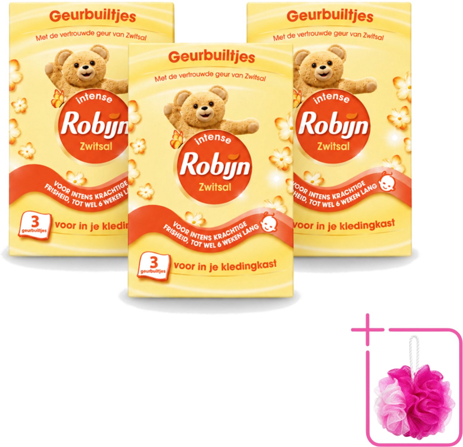 3 x Robijn - Zwitsal - Geurbuiltjes - Zachte Babygeur - Hypoallergeen - 3 Geurbuiltjes - Bulkverpakking - Zwitsal geur - Douchemop - Geurbuiltjes