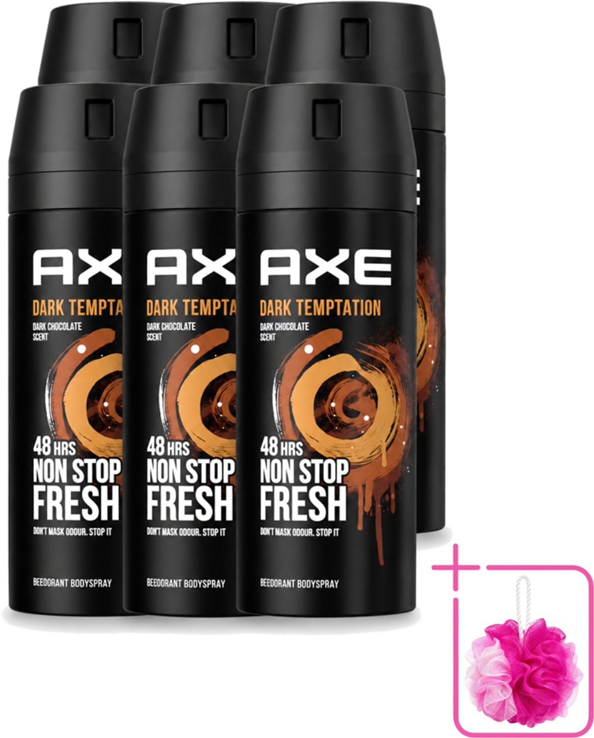 6 x Axe - Deodorant Bodyspray - 48hrs Non Stop Fresh - Dark Temptation - Dark Chocolate - 150 ml - Bulkverpakking - Axe Dark Temptation - Deodorant