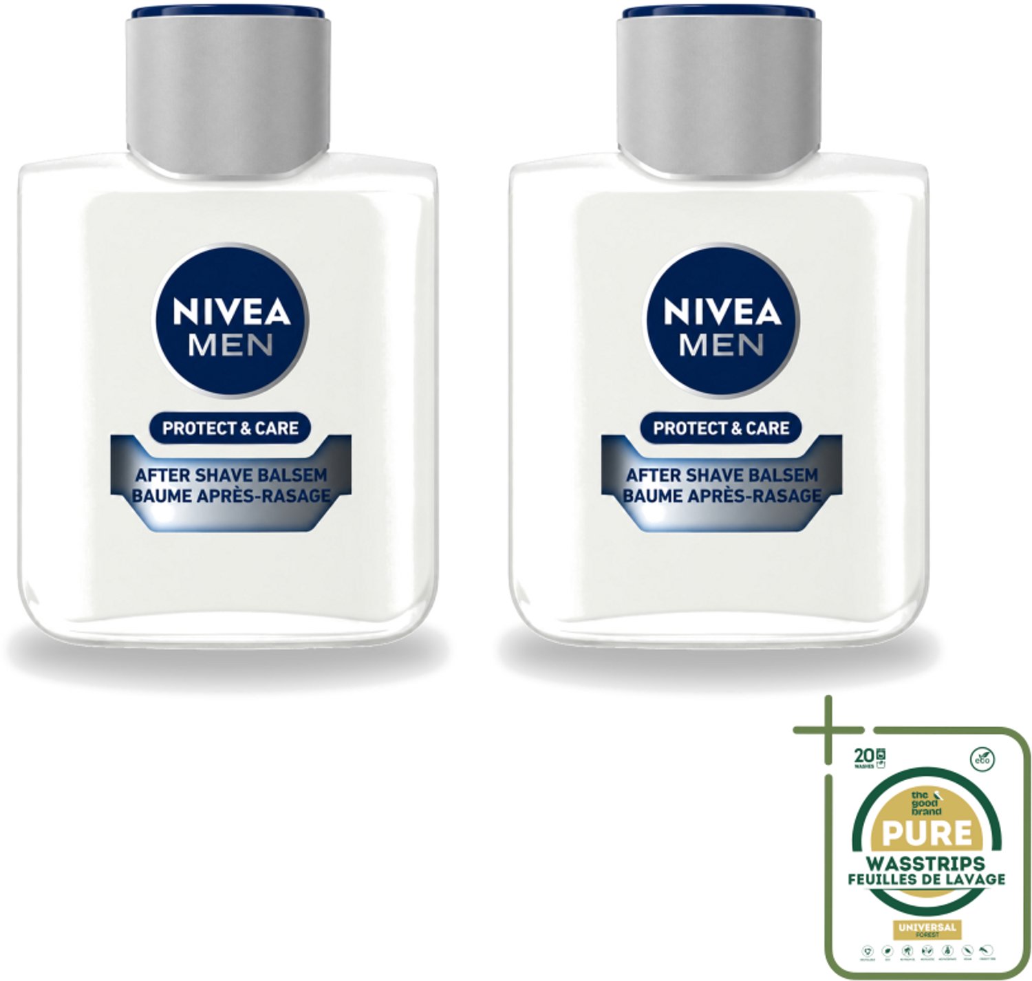 2 x Nivea - Men - Protect & Care Aftershave Balsem - Balm - 100 ml - Wasstrips - Aftershave Balsem - Mannelijke Aftershave - Huidbescherming - Scheerherstel - Roodheid Verminderen