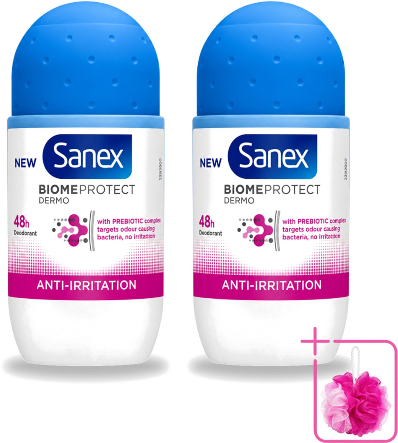 2 x Sanex – Deo Roll-on – BiomeProtect Dermo Anti-Irritation – 50 ml - Bulkverpakking - Gevoelige huid - Douchemop - Anti-irritatie
