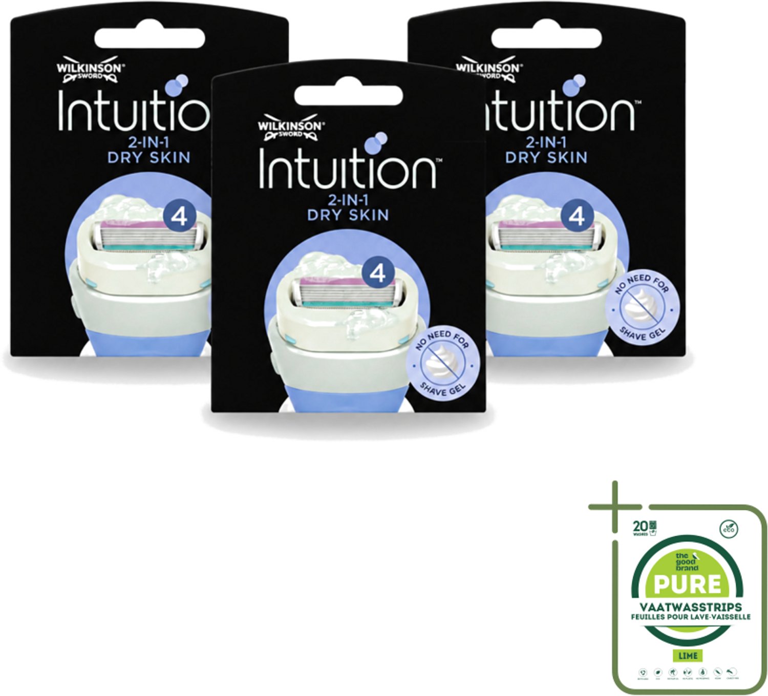 3 x Wilkinson – Scheermesjes – Intuition Dry Skin Coconut Milk & Almond Oil – 3 Scheermesjes - Grootverpakking - Scheermesje Droge Huid - Kokosmelk Scheermesje - Amandelolie Scheermesje - Verzorgend Scheermesje - Schuimende Scheermesjes