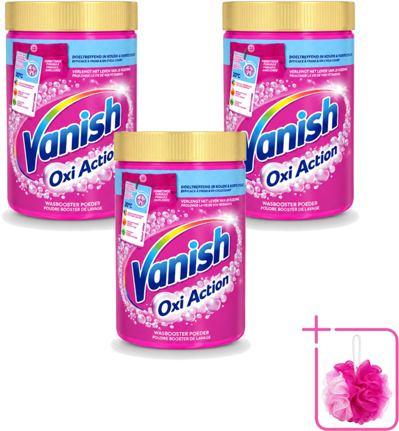 3 x Vanish – Wasbooster Poeder – Oxi Action Gekleurde & Witte Was – 710 g - Bulkverpakking - Wasbooster poeder - Douchemop - Vlekverwijderaar