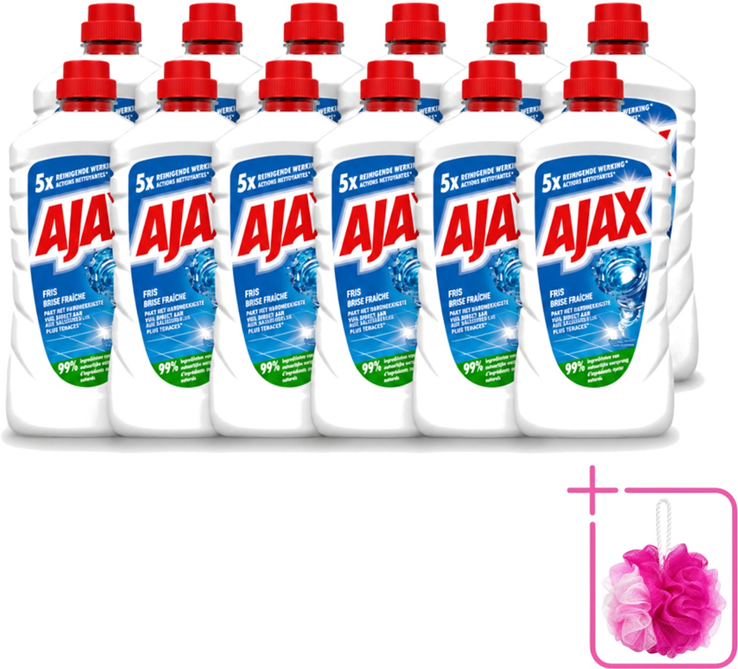 12 x Ajax – Allesreiniger – Fris – 1000 ml - Bulkverpakking - Allesreiniger - Douchemop - Frisheid