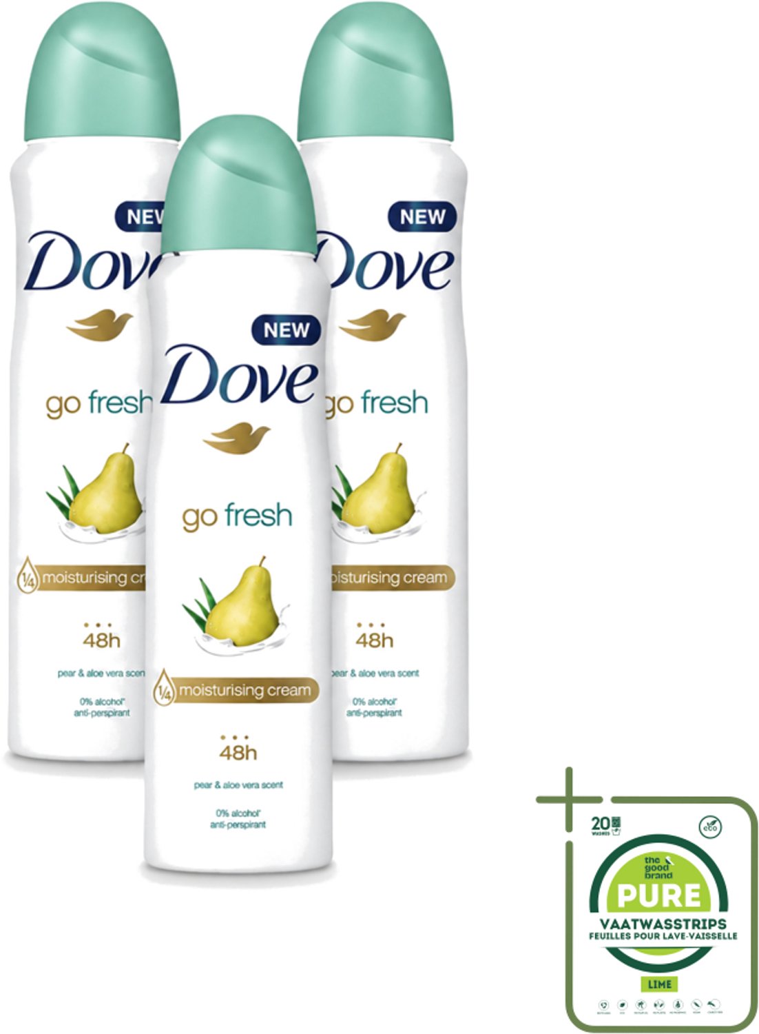 3 x Dove - Deodorant - Spray Go Fresh Pear & Aloe - Frisse en verzorgende geur - 250 ml - Grootverpakking - Dove Deodorant Spray - Go Fresh Pear - Aloe Vera - Frisheid - Okselverzorging