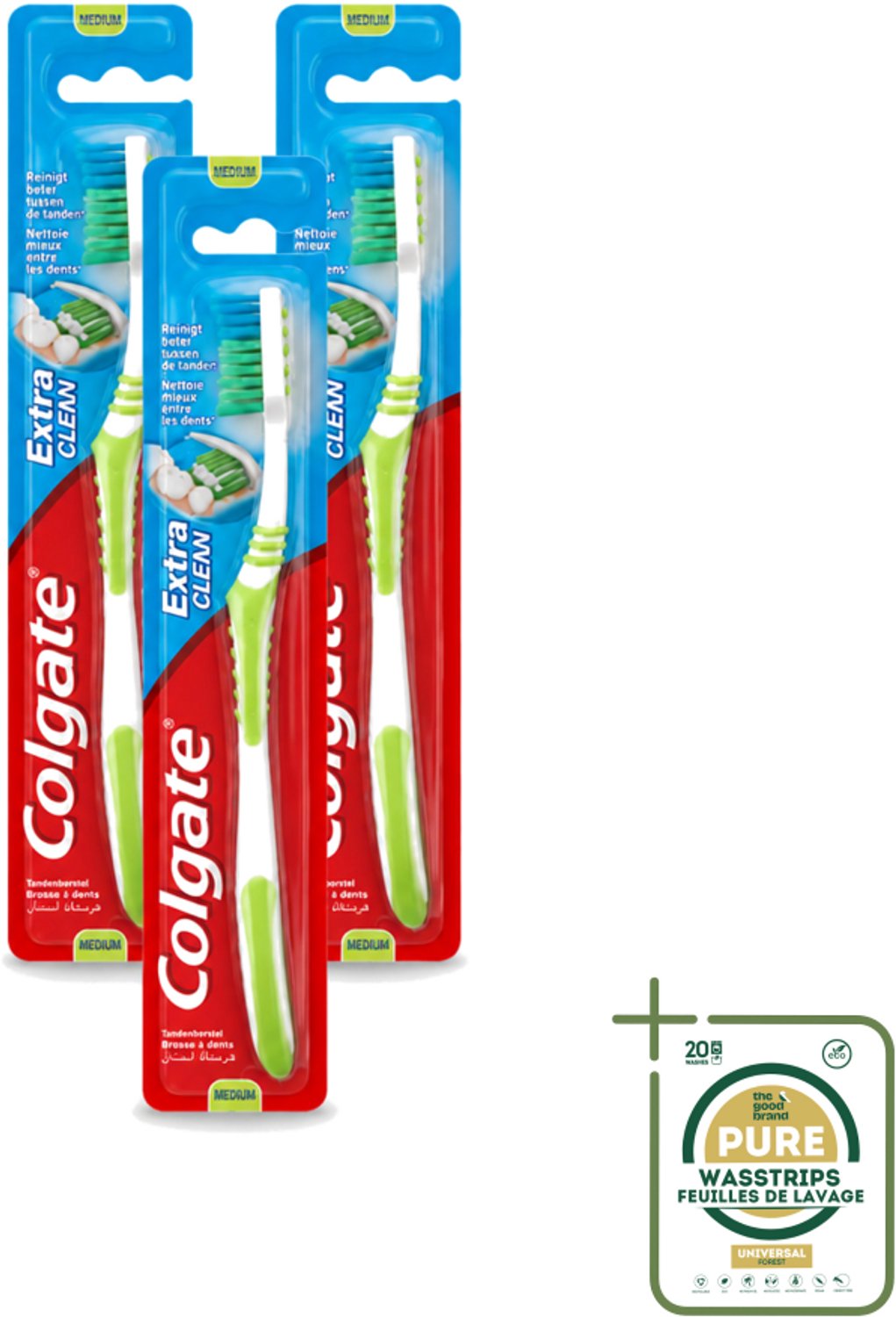 3 x Colgate - Tandenborstel - Extra Clean Medium - 1 Tandenborstel - Tandenborstel - Tandenpoetsen - Tandenborstel Extra Clean - Tandenborstel Medium - Tandenborstel Gebogen Kop