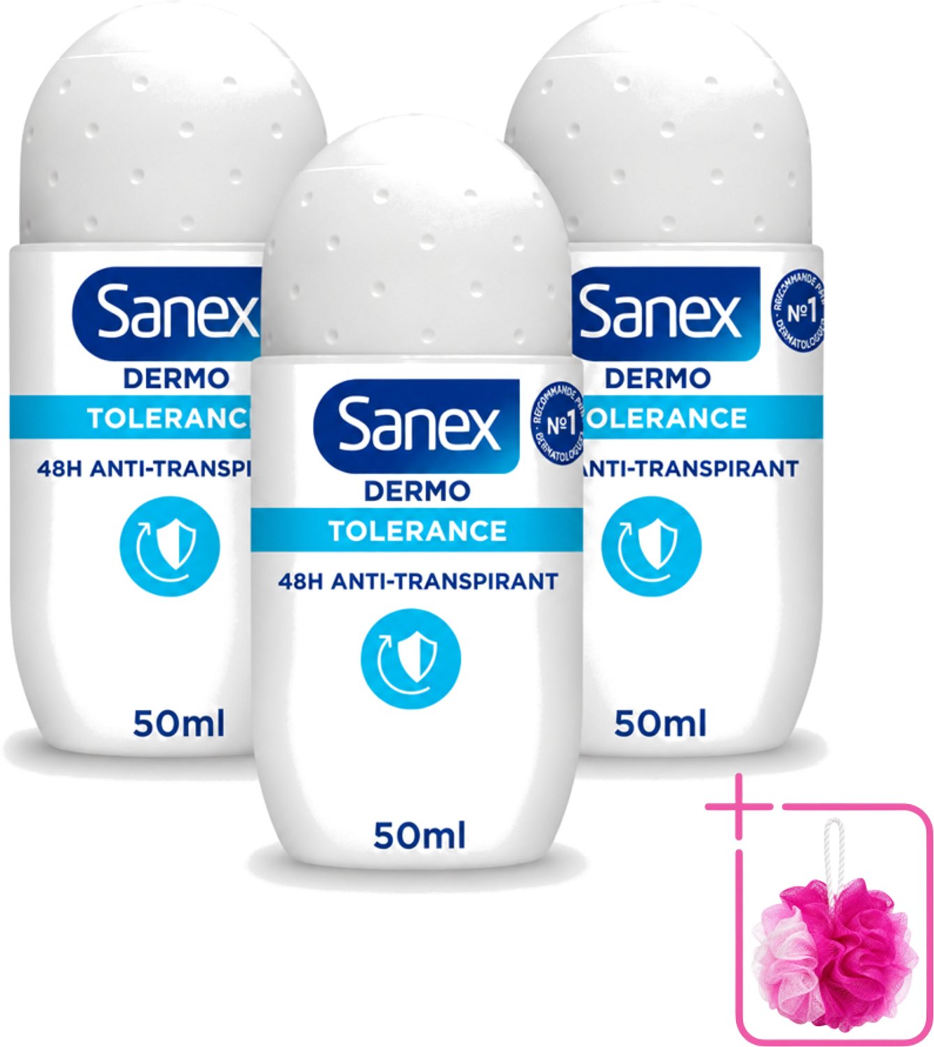 3 x Sanex – Deo Roll-on – Dermo Tolerance – 50 ml - Bulkverpakking - Gevoelige huid - Allergie