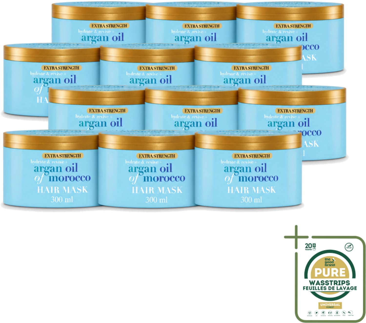12 x OGX - Argan Oil of Morocco - Haarmasker - Extra Sterk - Voor Beschadigd Haar - 300 ml - Haarmasker - Arganolie - Haarherstel - Beschadigd Haar - Droog Haar