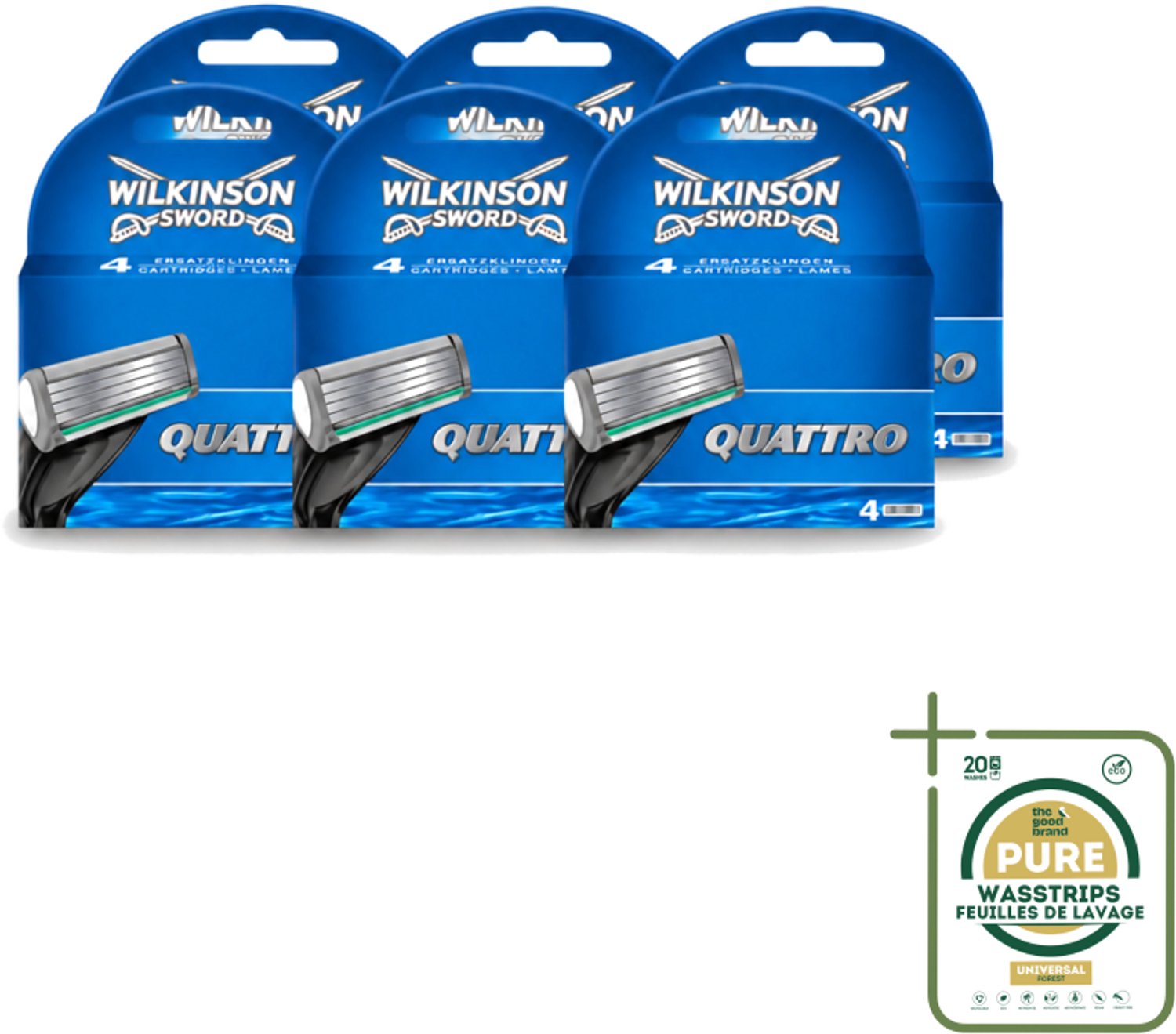 6 x Wilkinson - Navulmesjes Quattro - Met Precisietrimmer - 4 scheermesjes - Scheermesjes - Navulmesjes - Precisietrimmer - Titaniumcoating - Huidvriendelijk