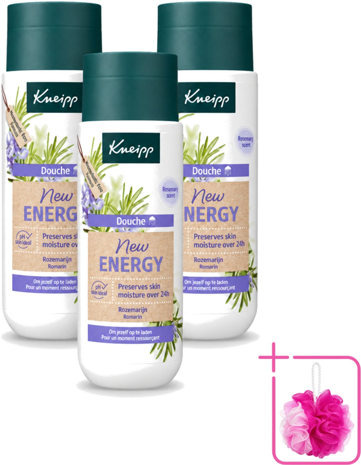 3 x Kneipp - Douchegel - New Energy - Energieke Geur - 200 ml - Bulkverpakking - Douchegel - Douchemop - Energie