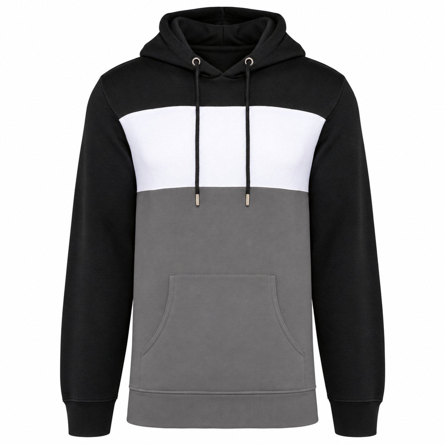 Unisex Hoodie – Driekleurige Sweater met Capuchon – Heren & Dames – 3XL Zwart