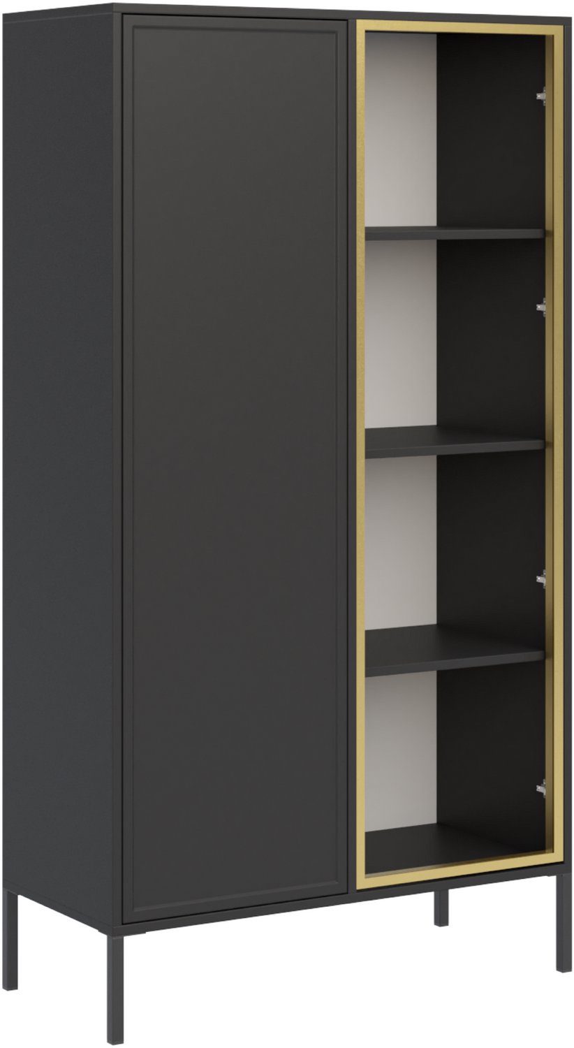 Selsey Velveto – Vitrinekast 2 deuren – met glazen front – zwart – 90 cm Black