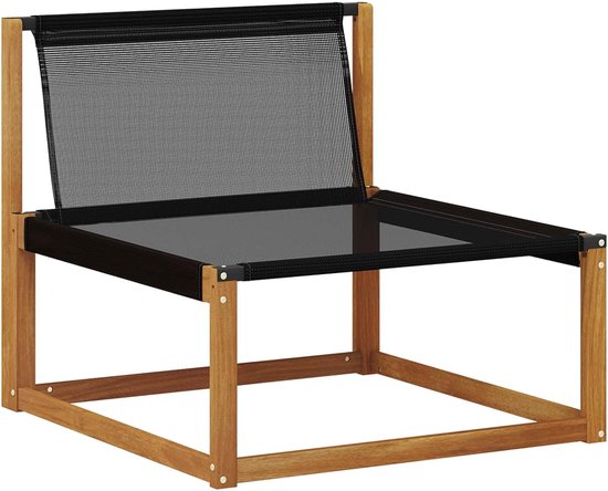 2 stuks outdoor middenbank van massief acacia in naturel met comfortabele kussens, modulaire tuinbankset voor terras, balkon, tuin, weerbestendige constructie — afbeelding 4