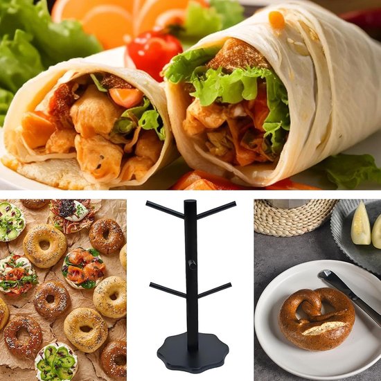Pretzel Display Houder Houten Boomvormig Met 6 Stangen Voor Het Serveren — afbeelding 4