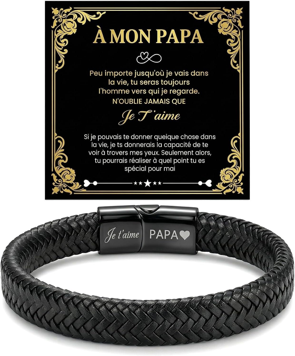 Armband Heren Cadeau Vaderdag Verjaardag Kerst voor Papa, Cadeau-idee met Kaart, Heren Gepersonaliseerd Cadeau