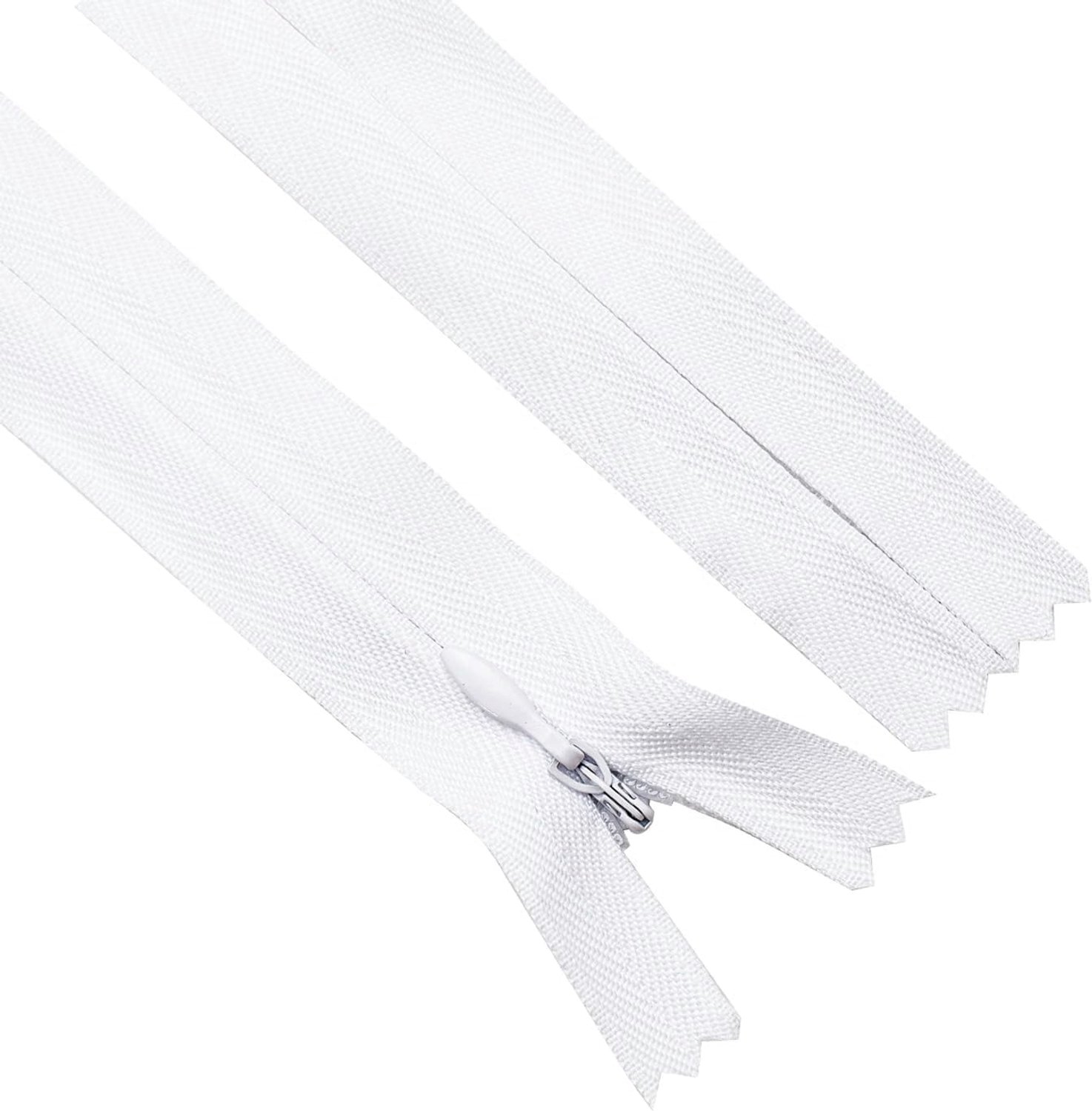 Sawoake Onzichtbare ritssluitingen 25 cm #3, witte nylon ritssluiting 2 stuks voor naden, rokken, zakken, kussens (wit, 25 cm, 2 stuks)