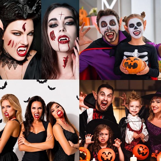 3 stuks intrekbare vampiertanden, realistische telescopische scheurtandset, griezelige plastic tanden om aan te trekken, Halloween, carnaval, party, cosplay, decoratie, scheurtanden — afbeelding 2