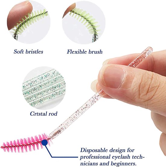 100 stuks wimperapplicatorborstel, wegwerpbare wimpermascarabestellen, toverstokjes, applicator, wenkbrauwborstel, benodigdheden voor wimperverlenging (Coloful) — afbeelding 5