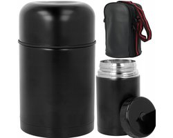 Moderne RVS Lunch Thermosfles - 600ml Zwart